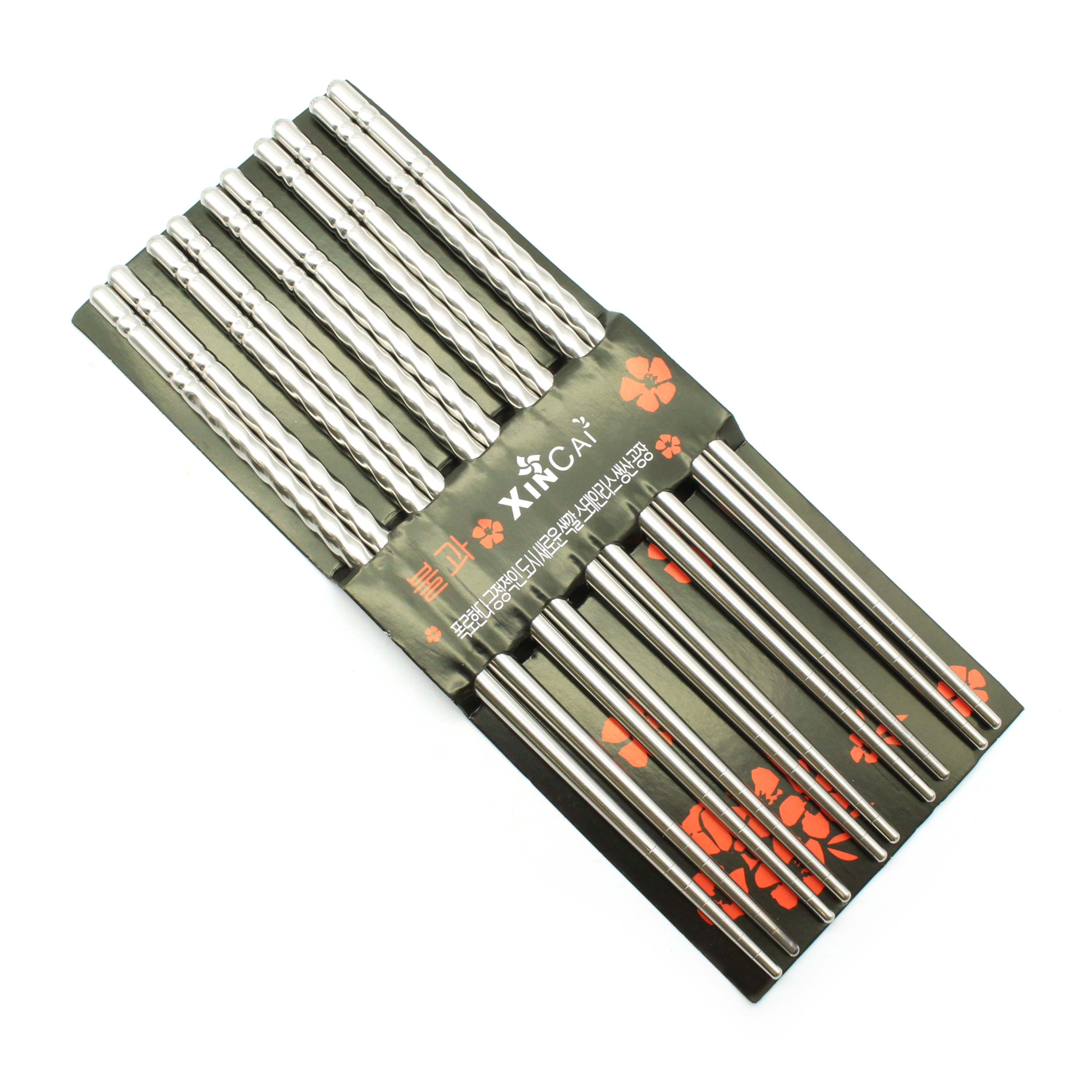 TMAX Smooth & Spiral Stainless Steel Chopsticks - 5 Pairs/Set, Dishwasher Safe - Picture 4 of 6